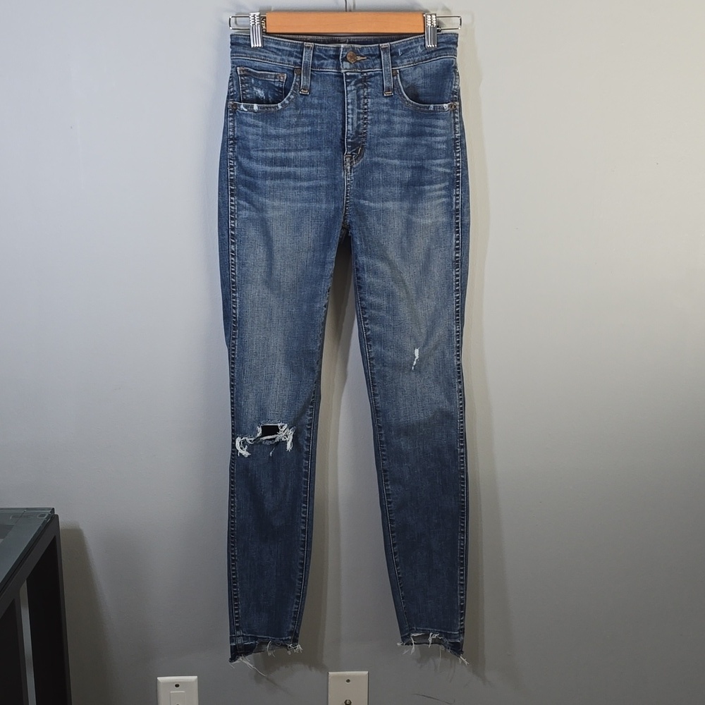 Madewell Jeans Women's Size 2 Size 26 Blue Curvy High-rise Skinny Frayed-hem